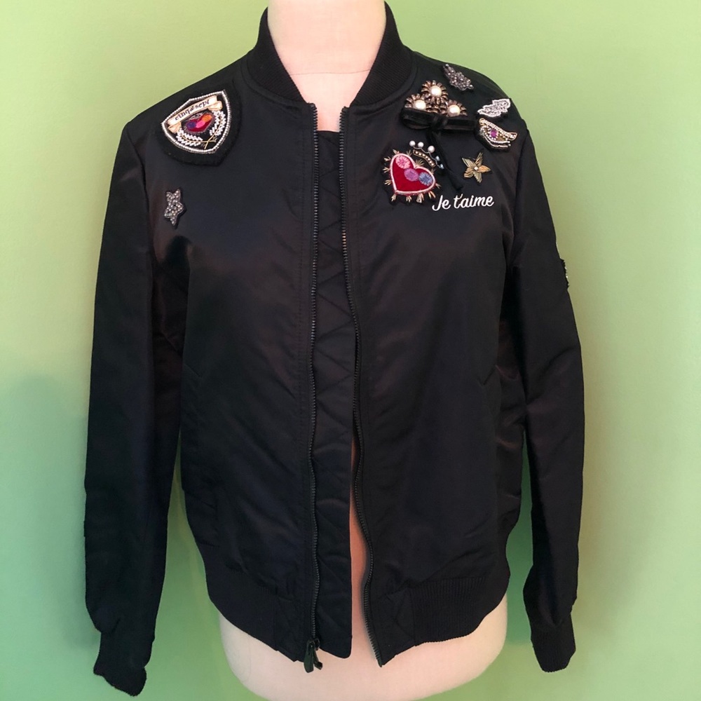 Cinq a Sept Black Mercer Patch Bomber Jacket